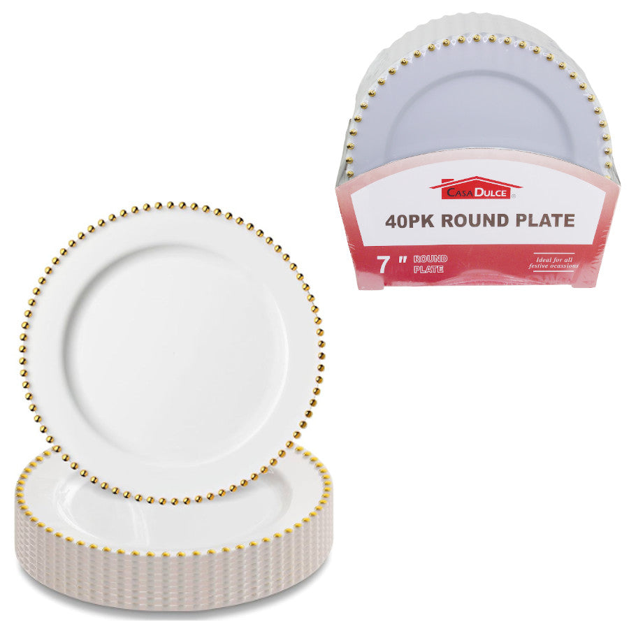 Gold Beaded Plate 10-inch 40-piece set