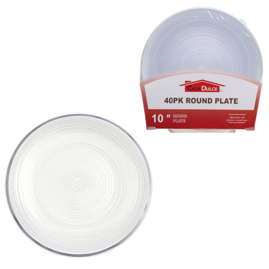 Clear Plate Silver Rim 7 in-40 Pc Set