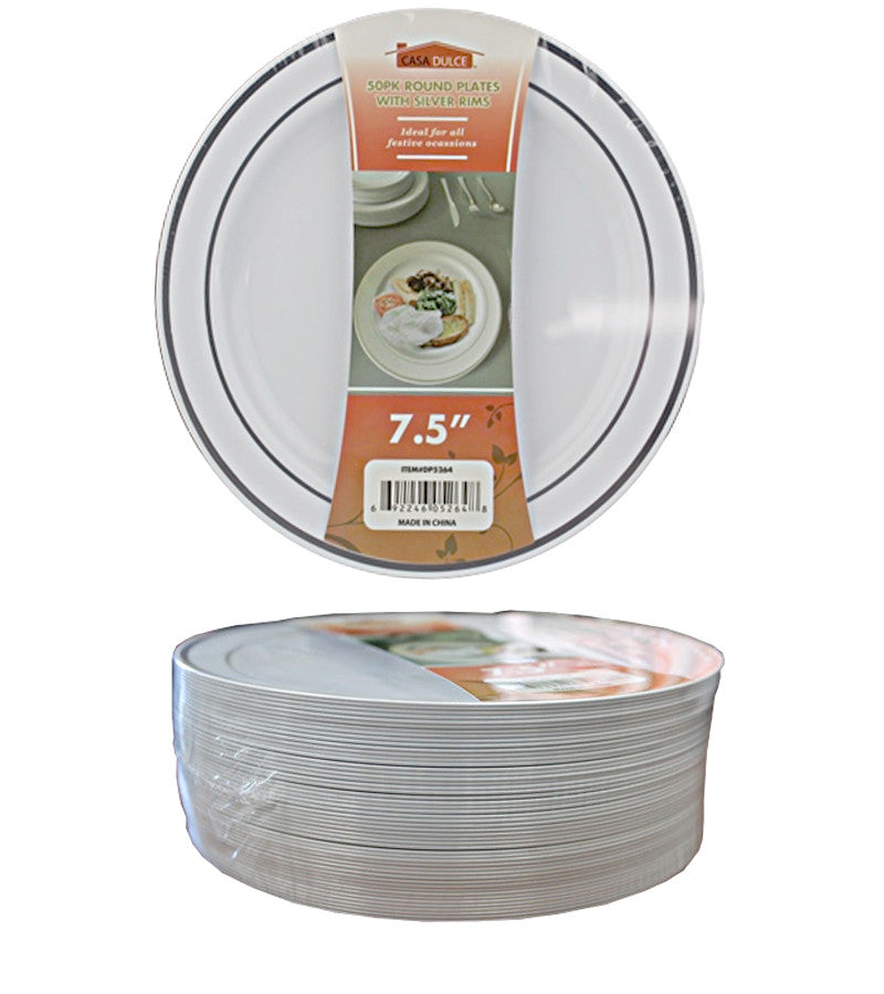 Silver Band Salad Plate 50 Pack