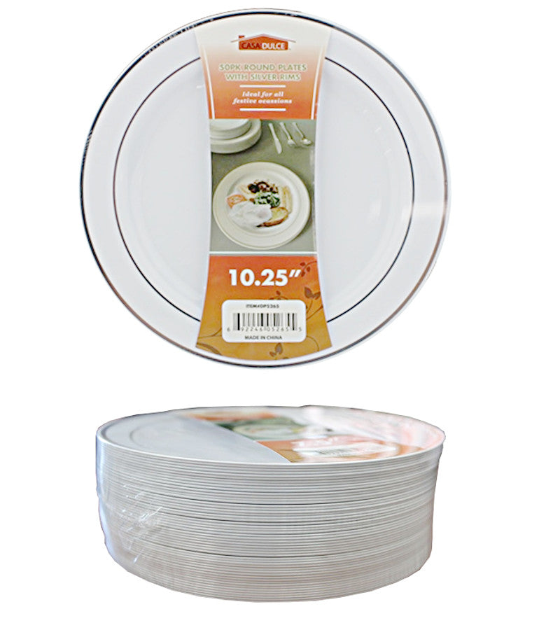 Silver Band Salad Plate 50 Pack for events and gatherings