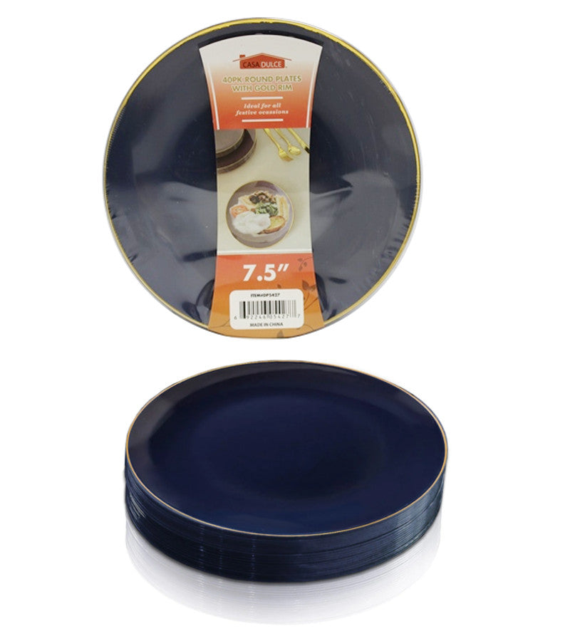 Salad Plate 50 Pack with Silver Band - Elegant Disposable Dinnerware