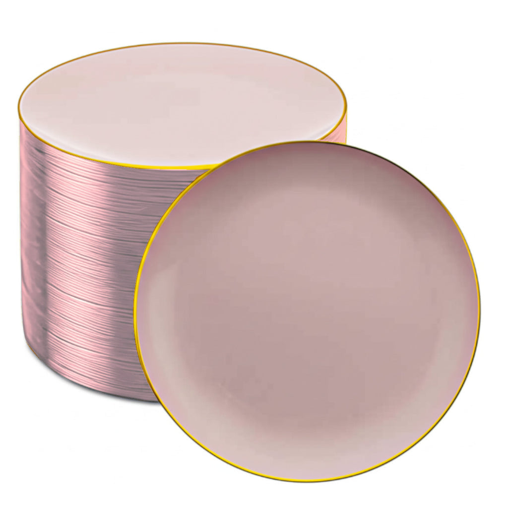Clear dinner plates with pink and gold accents, 40 piece pack.