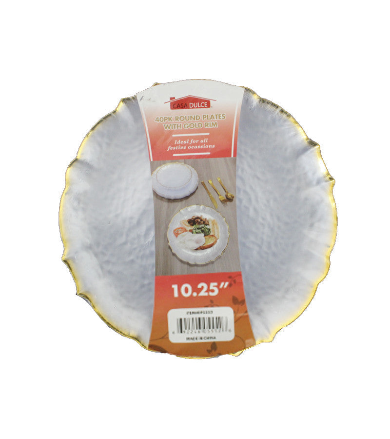 Gold Beaded Plate 10 inch 40 Piece Set