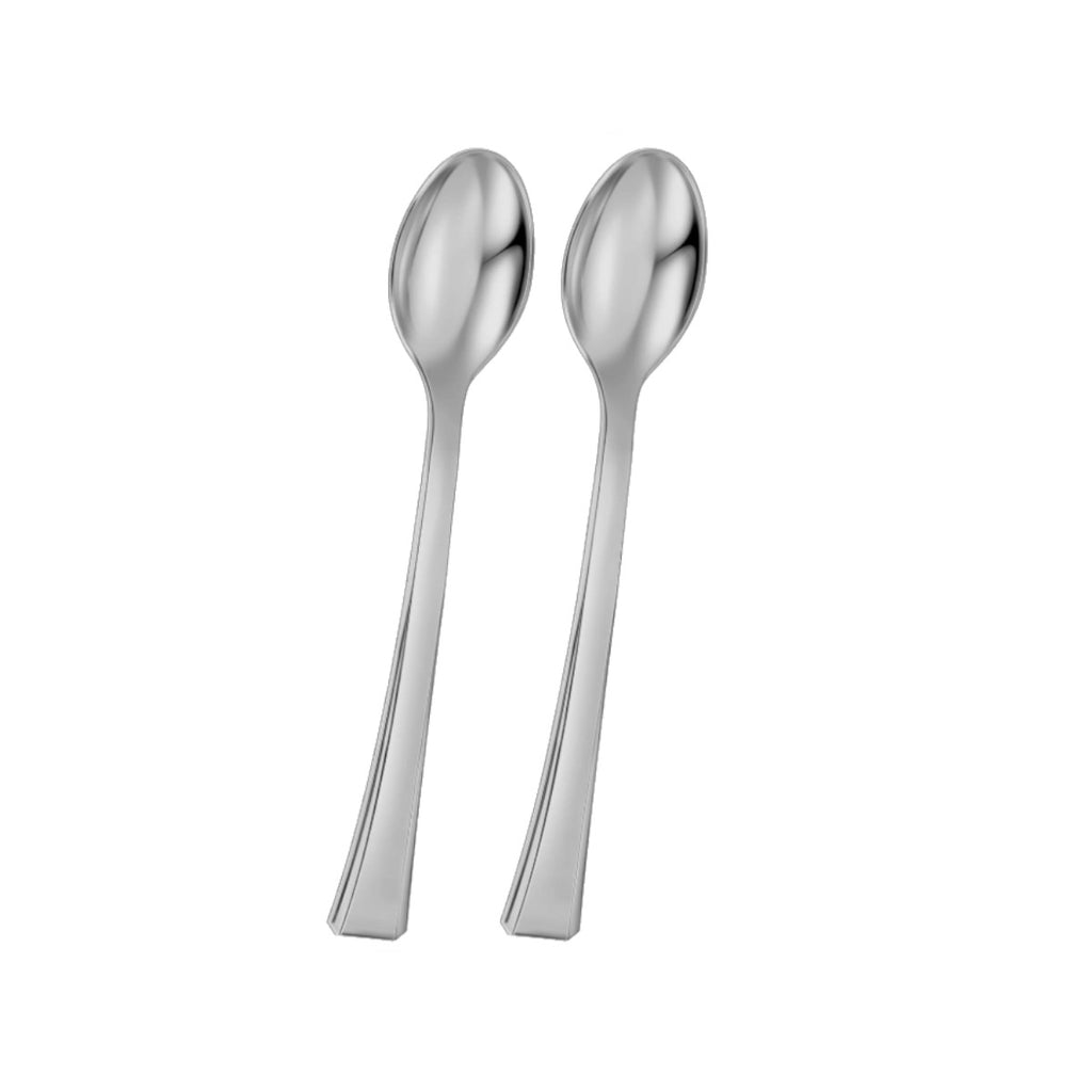 Bag of 48 small disposable silver spoons.