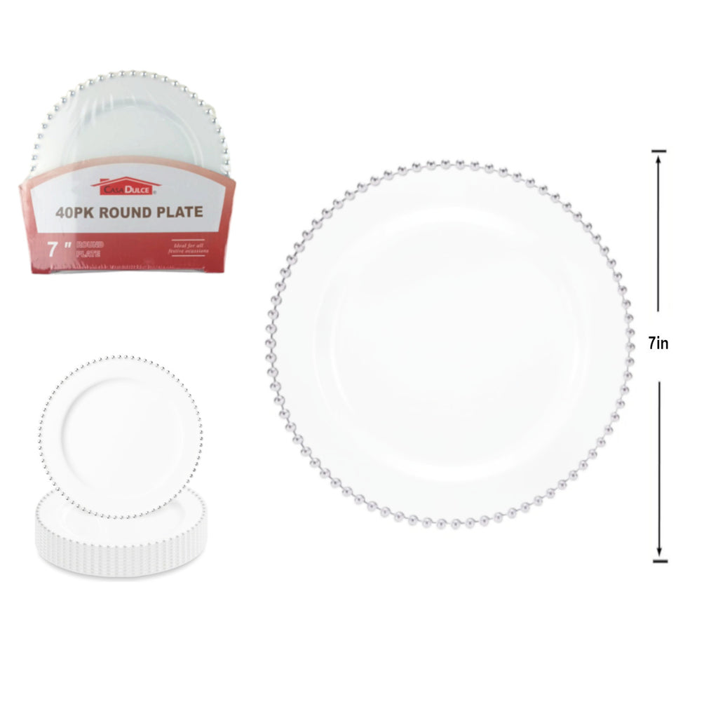 Silver Band Salad Plate 50 Pack for Events and Parties