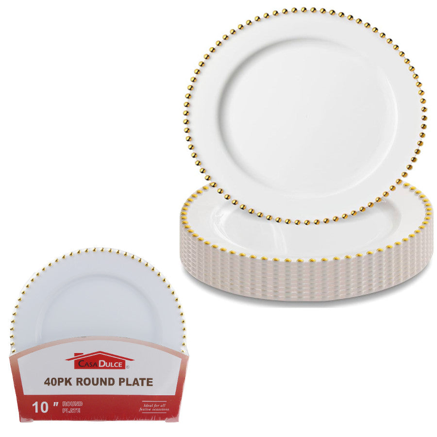 Gold Beaded Plate 10 in-40 Pc Set