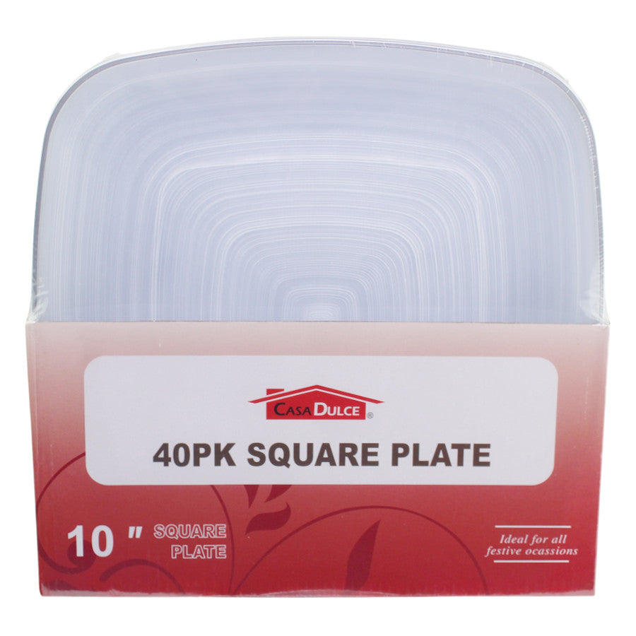 Clear Sq plate Silver 10in-40 Pc Set