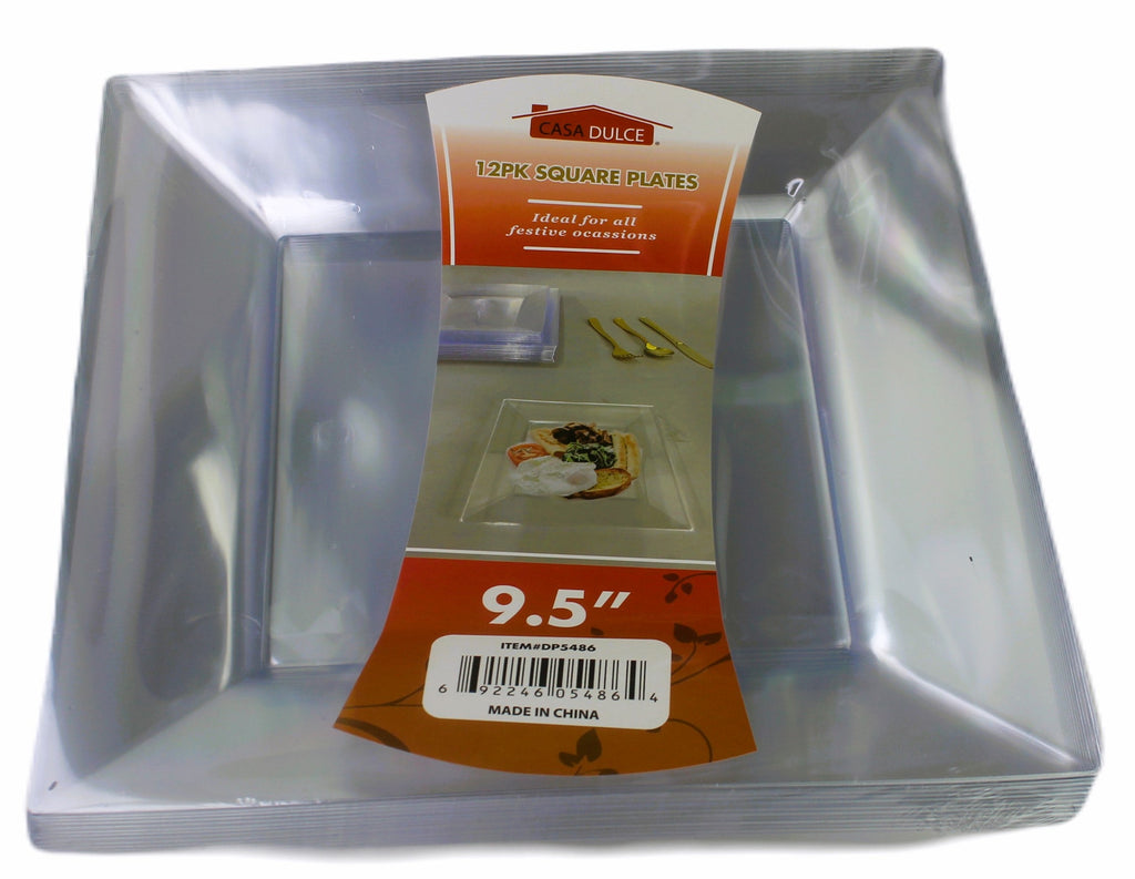 Square Plate 12pk-9.5in Clear