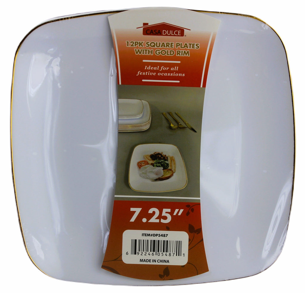 Square PLate 12pk-7.25in White Deco