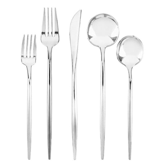 Silver assorted cutlery set with forks, knives, and spoons, 40 count.