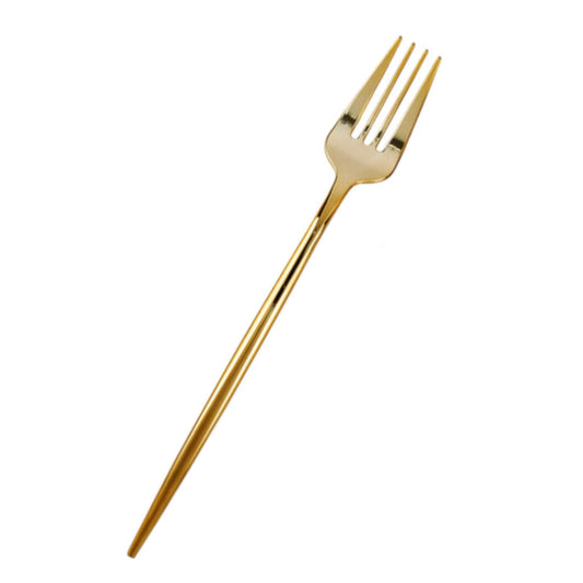24 disposable gold forks, in a convenient set.