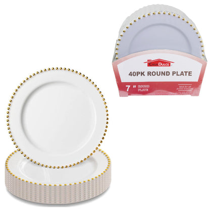 Gold Beaded Plate 10-inch 40-piece set