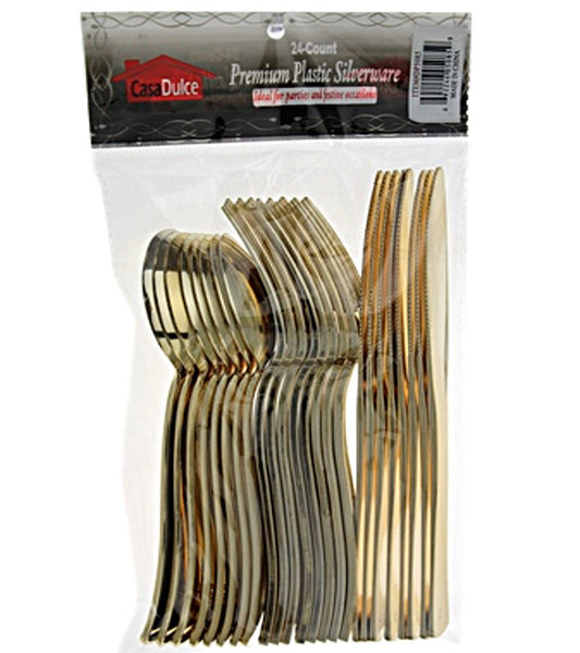 24 pc Assorted Gold Silverware