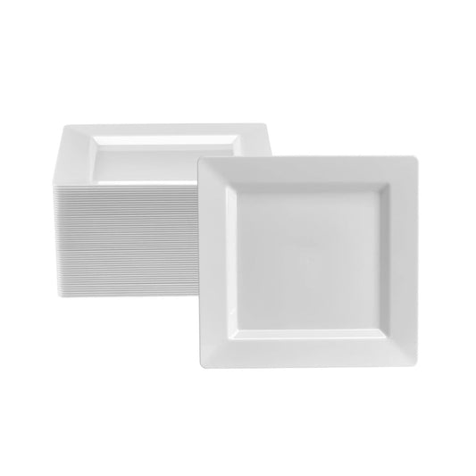 White square plates, 8-inch, 12 pack.