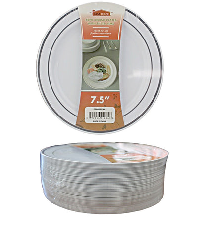 Silver Band Salad Plate 50 Pack