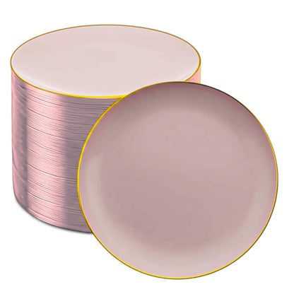 Clear dinner plates with pink and gold accents, 40 piece pack.