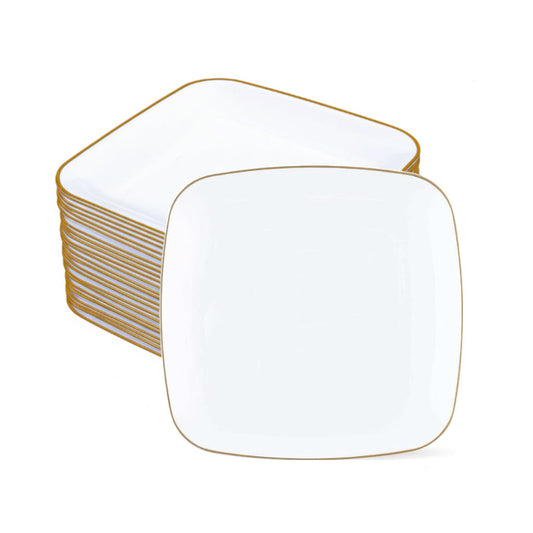 White square decorative plates, 8.5-inch, 12 count pack.