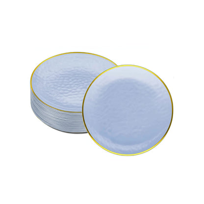 Clear salad plates with blue and gold accents, 40 pack.