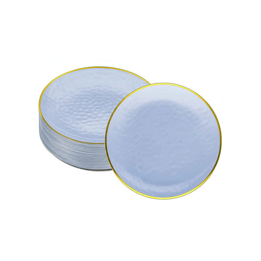 Clear salad plates with blue and gold accents, 40 pack.