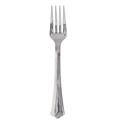 Bag of 24 disposable silver forks.