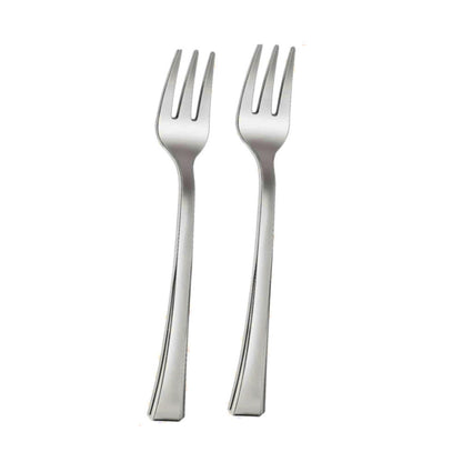 Bag of 48 small disposable silver forks.