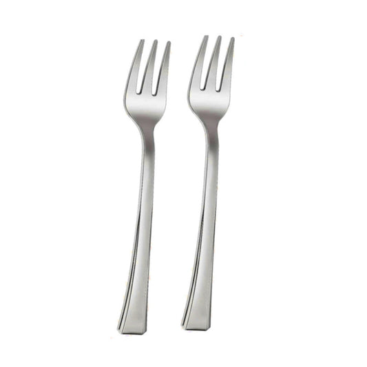 Bag of 48 small disposable silver forks.