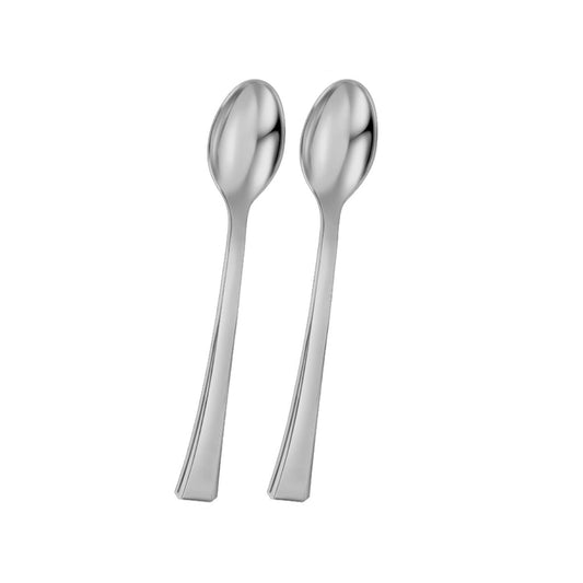 Bag of 48 small disposable silver spoons.