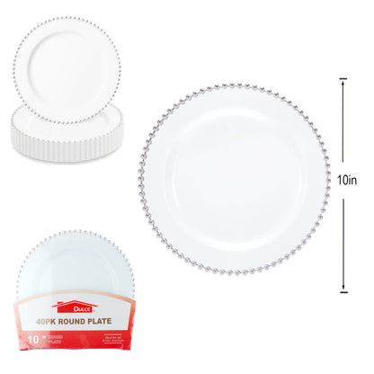 Silver Beaded Plate 10 in-40 Pc Set